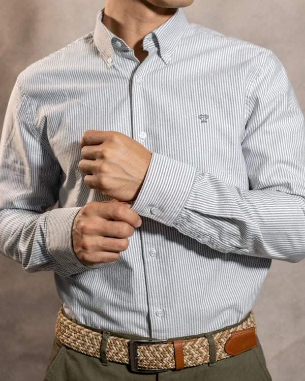 Camisa Antimanchas Oxford Rayas Dark Grey Cornell