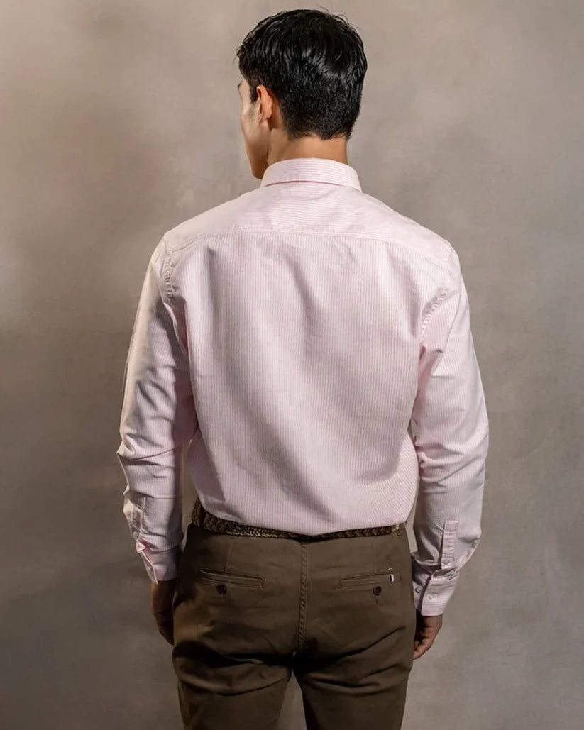 Camisa Antimanchas Oxford Rayas Light Pink Columbia