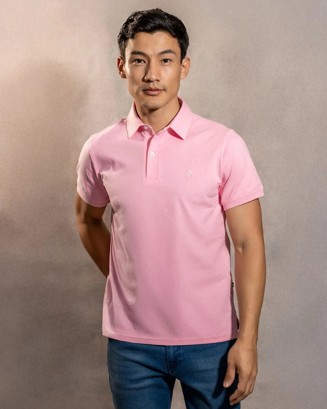 Polo Antimanchas Cuello Rígido Rosado - Regular Fit