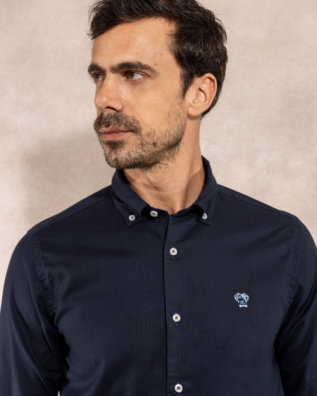 Camisa Antimanchas Oxford Azul Navy - Regular Fit