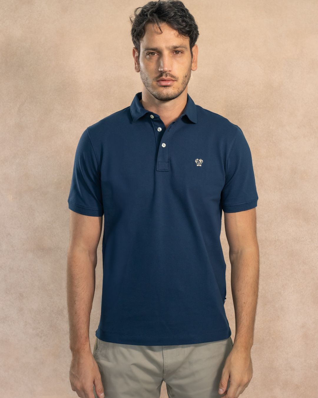 Polo Antimanchas Cuello Rígido Azul Navy - Regular Fit