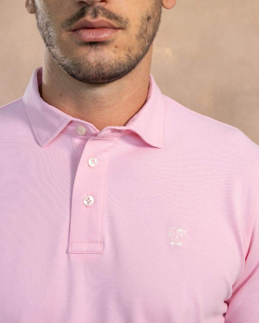 Polo Antimanchas Cuello Rígido Rosado - Regular Fit