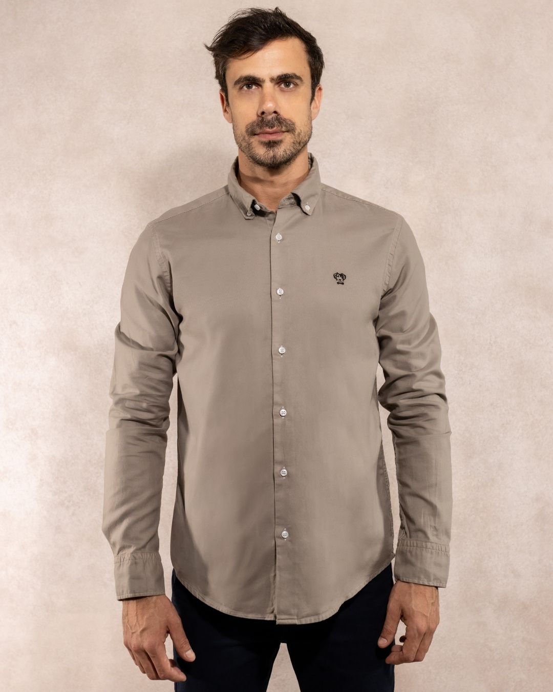 Camisa Antimanchas Oxford Gris - Regular Fit